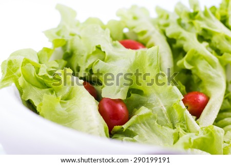 Fresh vegetable mix for salad on white background
