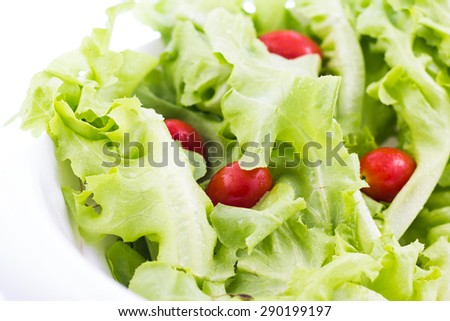 Vegetable mix for salad on white background