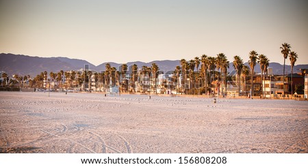 Santa Monica Beach on a warm sunny day in Los Angeles, California, USA
