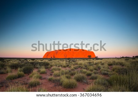 Majestic Uluru at sunset on a clear winter\'s evening in the Northern Territory, Australia