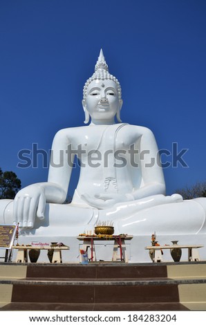 White Buddha at Kanchanaburi Thailand
