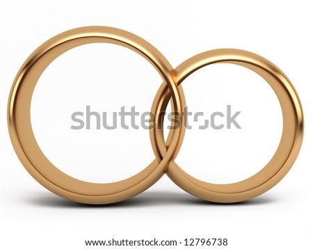 stock photo gold wedding rings on white background