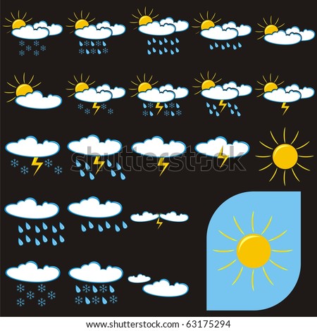 stock vector : VECTOR - Set of Weather Icons (Sunny, Rainy, Cloudy,