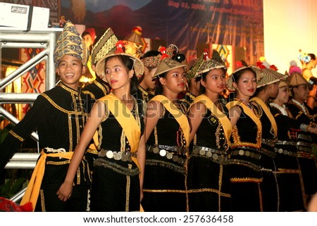Kota Kinabalu, Sabah Malaysia - May 31, 2009 : Traditional dance stage performance for the public during Harvest Festival on May 31, 2009 in Kota Kinabalu, Sabah, Malaysia.