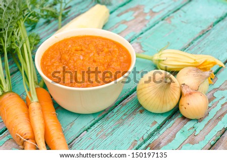 Squash caviar with carrots and onions