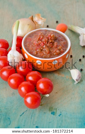 eggplant caviar with tomatoes and garlic