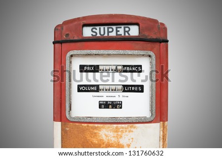 the red oil dispenser with gray background