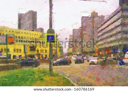 Arbat Square Moscow painting