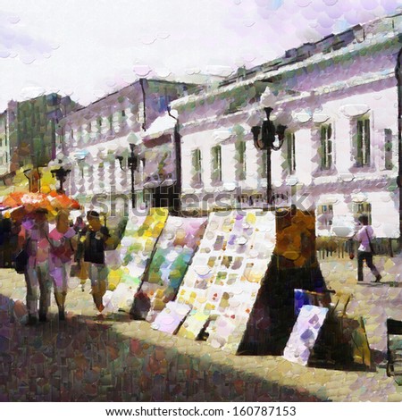 Paintings exhibition at Arbat street painting