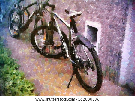 Bikes at wall painting