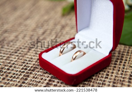 wedding rings in a velvet box, shallow depth of field