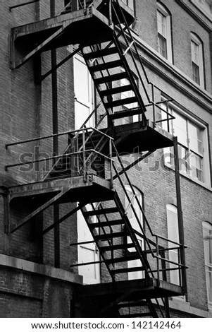 Emergency / fire escape staircase on one of the Old City buildings in Philadelphia, Pennsylvania.
