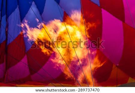 Fire inside a balloon, 25th Sonoma County Hot Air Balloon Classic on June 20, California.