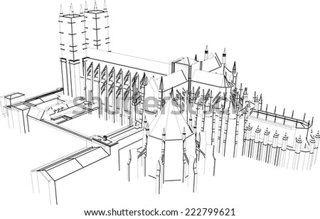 gothic cathedral building sketch