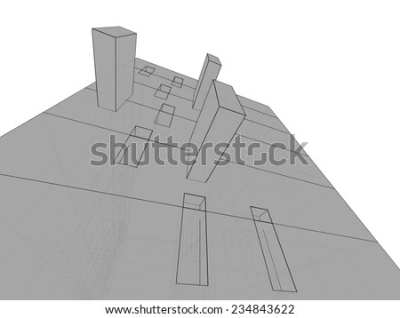 abstract architecture house building concept sketch