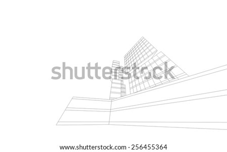 Modern architectural drawing. Architecture background. Skyscraper building