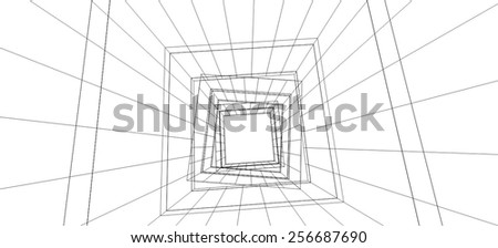 Abstract architecture. Modern building background. 3d concept sketch.