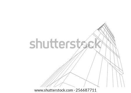Abstract architecture. Modern building background. 3d concept sketch.