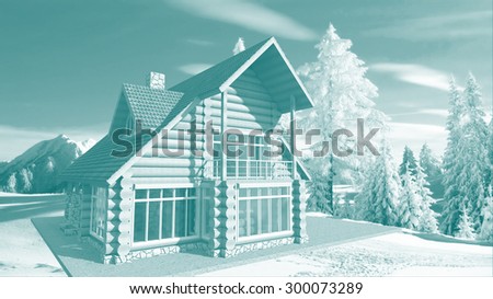 wooden house in mountains
