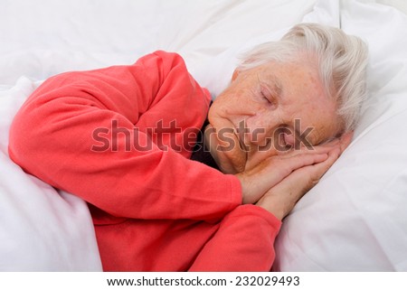 Portrait of a beautiful sleeping elderly lady