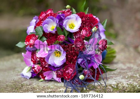 Bouquet of fresh flowers for the wedding ceremony. Wedding bouquet.