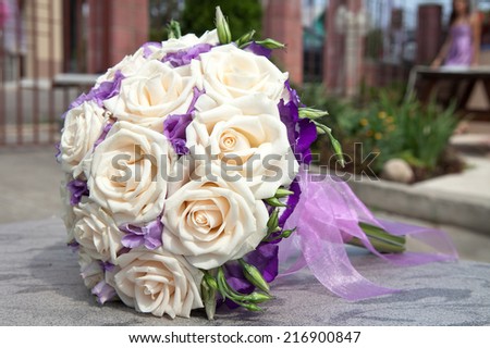 Bouquet of fresh flowers for the wedding ceremony.