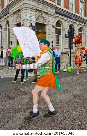 LONDON - JUNE 28: People take part in London\'s Gay Pride, 2014 Worldpride on June 28, 2014 in London, UK, estimated 25,000 people took part in the march, Parade to support gay rights.
