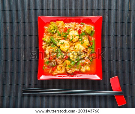 Chinese mix vegetables and King Prawns