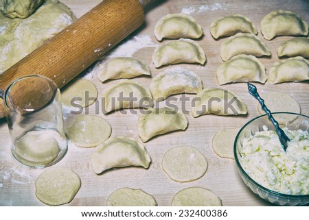 Raw Dumplings with cottage cheese and potato filling