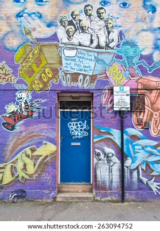 OXFORD, UK / CIRCA MARCH 2015 - Impressive graffiti made by unknown artist seen on Street public gallery