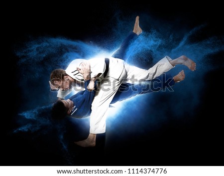 Battle of two fighters judo sports judo competitions