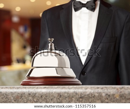 Hotel Concierge.  Service bell at the hotel