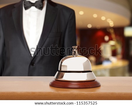 Hotel Concierge.  Service bell at the hotel