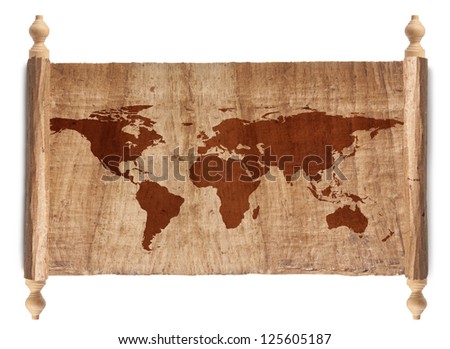 Horizontal Ancient World Map, World background on grunge paper