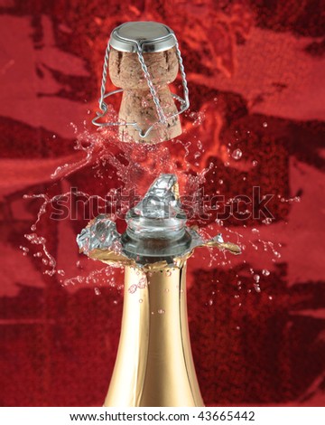Champagne bottle cork popping