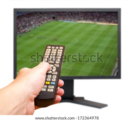 Watching soccer game on TV