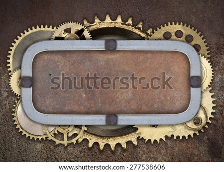 Vintage industrial mechanical background on metal background