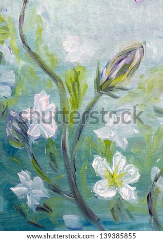 Spring flowers. Oil Painting on canvas