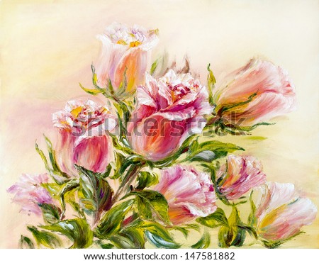 Roses, Oil Painting On Canvas