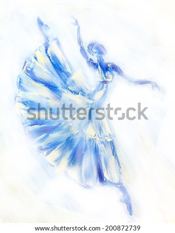 Oil painting on Canvas, Blue ballerina