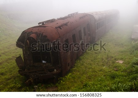 Abandoned train in the fog, Paranapiacaba-Brazil