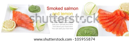 smoked salmon and green sauce on white
