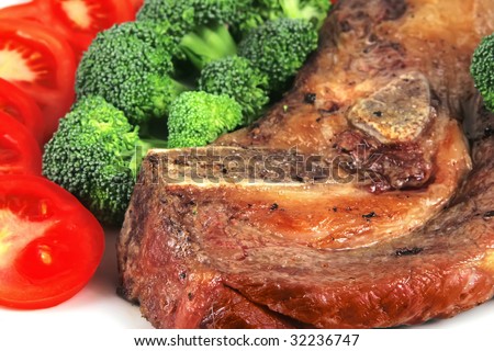 roast beef and fresh raw green broccoli