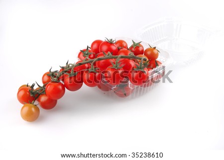 cherry tomatoes in transparent box