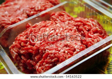 image of fresh raw minced meat in box