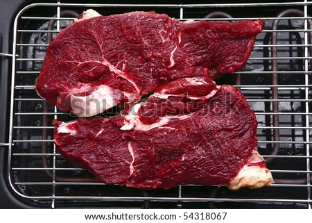 red fresh beef meat on electrical bbq