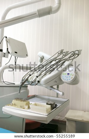 dental clinic interior design with chair and tools