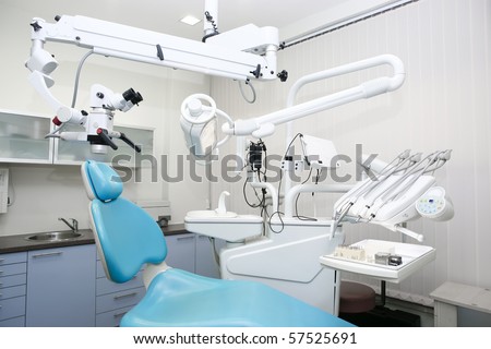 dental clinic interior design with chair and tools
