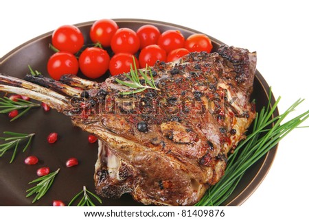 ribs on plate isolated over white background