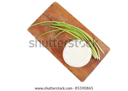 diet products : salted greek feta white cheese on wood isolated over white background